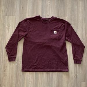 Carhartt Men's Long Sleeve Maroon Loose fit Shirt Size L
